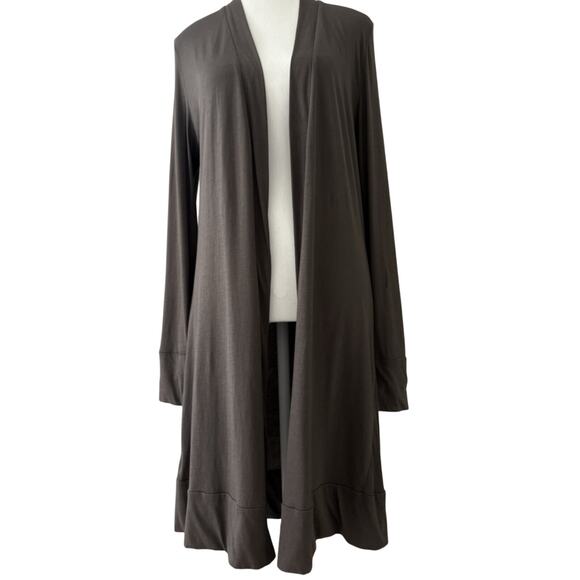 INDIGENOUS 100% Organic Cotton Cardigan Longline Open Front Ruching Lagenlook M - Picture 1 of 11